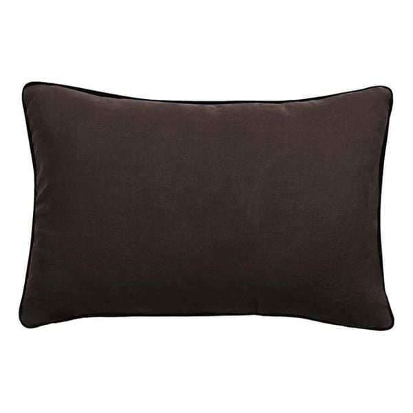 Kuddfodral i tvättad linne - Dubbelsidigt tvättad bomull - Svart galonfinish "Prélude" Vent du sud - Prélude Café - Kuddfodral 30 x 5