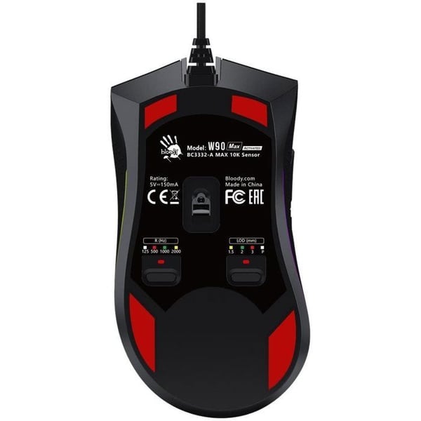 Spilmus - A4TECH - BLOODY W90MAX - Kablet - 10000 DPI - RGB-baggrundsbelysning