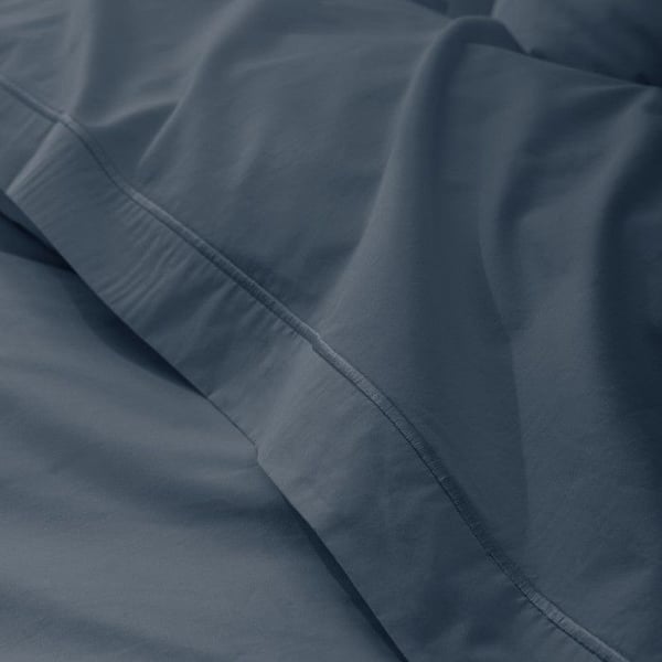 Platt lakan i kammad percale bomull "Julian" alla storlekar Ren bomull - Julian Blå Bläck - 270 x 300 cm för King size säng