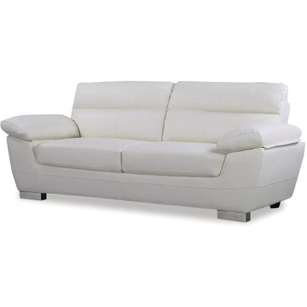 Fast soffa i återvunnet läder och PVC "Dallas" - 210 X 88 X 90 cm - 3 platser - Vit