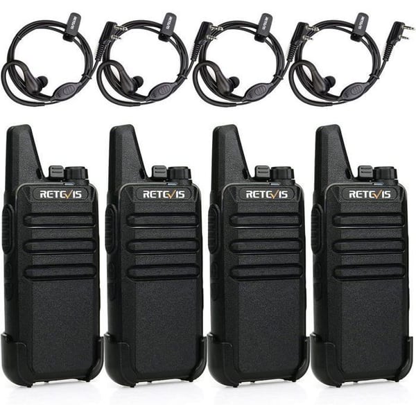 Retevis RT622 Mini PMR446 Talkie Walkie Lång Räckvidd, VOX, 16 CH, CTCSS/DCS, Uppladdningsbar Liten, med Hörlurar för Restaurang, Skola