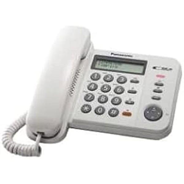 Panasonic KX-TS580EX1W fast telefon med LCD-skärm och 50 kontakter - Vit