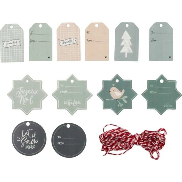 MégaCréa DIY - Julklappsetikett 4 till 7 cm 12 stycken