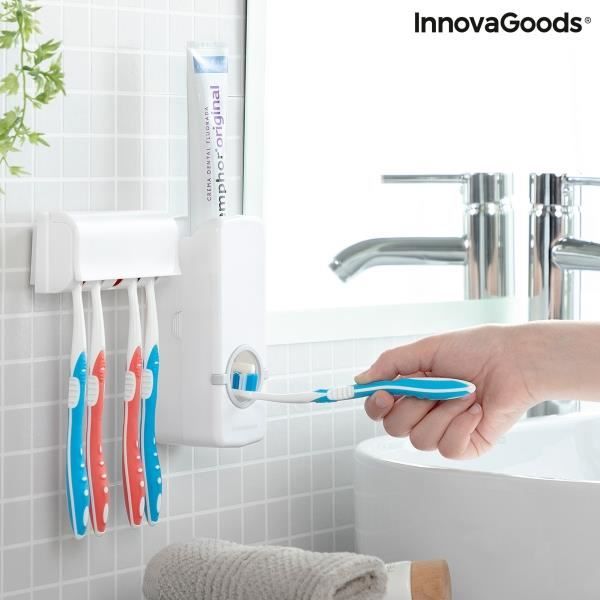 Väggmonterad tandkrämdispenser – InnovaGoods – Med tandborsthållare