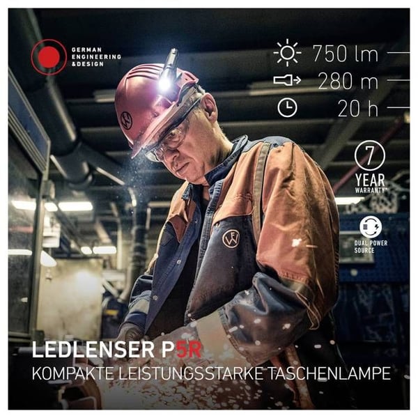 Ledlenser P5R Ficklampa med batteri, 350 lm 20 h