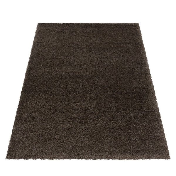 Tjock och mjuk shaggy matta med långa hår på 30 mm för modern vardagsrum och sovrum (Dimension: 280x370 cm - Färg: Brun)