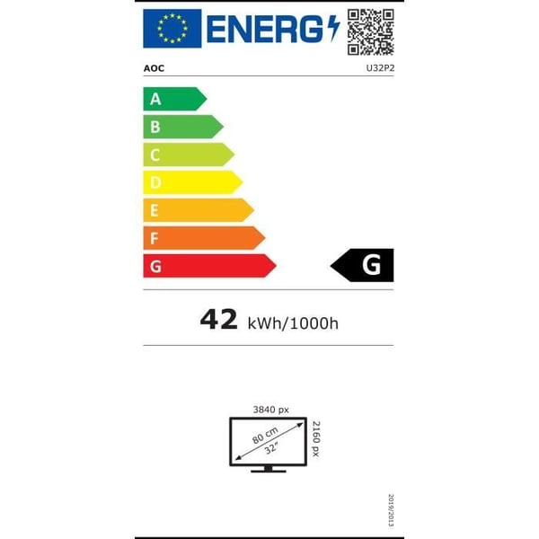 AOC U32P2 - LED-skärm - 31,5" - 3840 x 2160 4K @ 75 Hz - VA - 350 cd/m² - 3000:1 - 4 ms - 2xHDMI, DisplayPort - högtalare - svart
