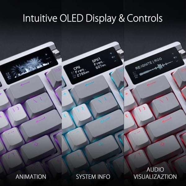 Gaming tastatur - ASUS - ROG AZOTH - Mekanisk - Trådløs - Baggrundsbelyst - Hvid