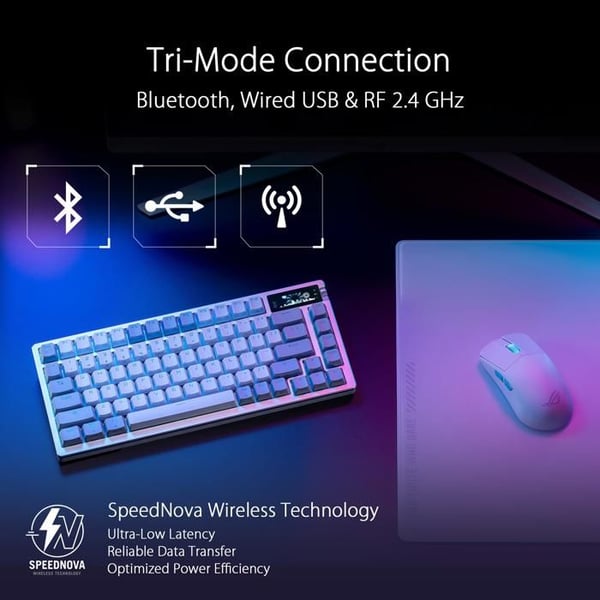 Gaming tastatur - ASUS - ROG AZOTH - Mekanisk - Trådløs - Baggrundsbelyst - Hvid