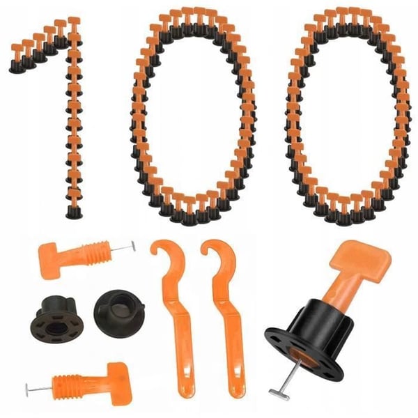 Kakelnivelleringssystem - Utan märke - 100 delar med nyckel - Enkel installation golv vägg 3 till 16 mm