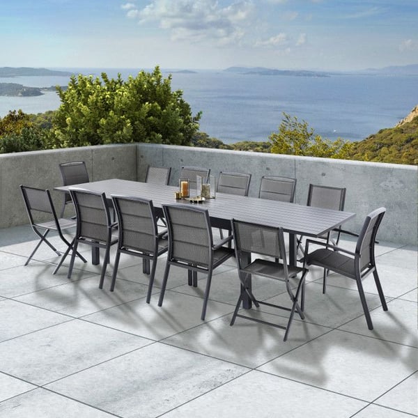 Trädgårdsmöbelset Modulo T 8/12 + F 8 + C 4 Alu Grå Wilsa Garden