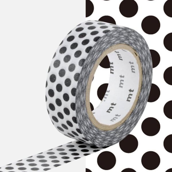 Polka dot maskeringstejp - Svart - 1,5 cm x 7 m Polka dot maskeringstejp - Svart - 1,5 cm x 7 m