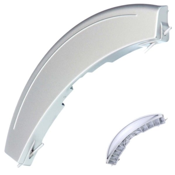 Grå metall dörrhandtag med originalaxlar, Tvättmaskin 00490903, 12003957 BOSCH, SIEMENS, KOMPATIBEL
