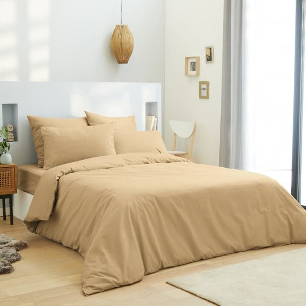 Ett enfärgat påslakan Taupe 260 x 240 cm / 100% bomull / 57 trådar/cm² för dubbelsäng "King Size"
