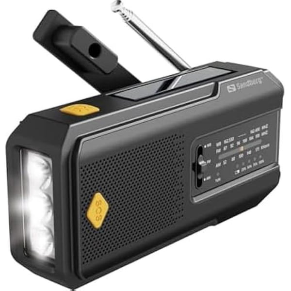 Bärbar radio - SANDBERG - Survivor Radio All-in-1 2000 - Bluetooth - FM/AM - Uppladdningsbart batteri