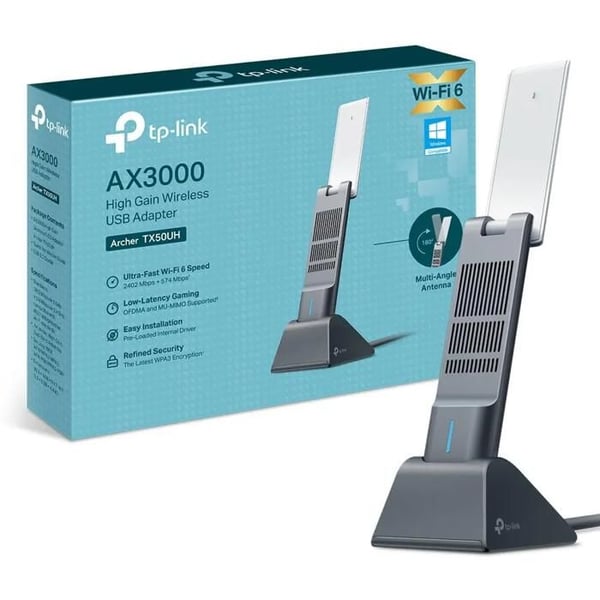 Trådlös nätverksadapter - TP-LINK - Archer TX50UH - WiFi 6 - 2402 Mbps - Dubbla antenner