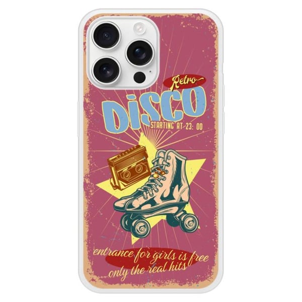 Skyddande silikonfodral kompatibelt med Apple iPhone 16 Pro Max Retro disco