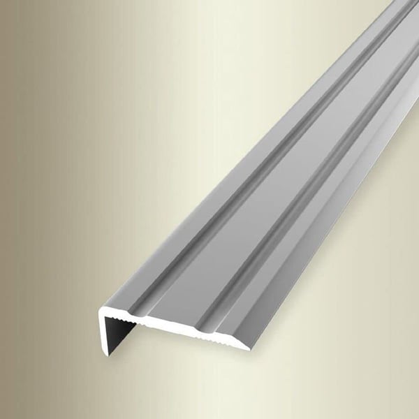 PROVISTON Hörnlist l 24,5 mm H 0 - 7 mm Aluminium Rillad Självhäftande Silver L 2500 mm