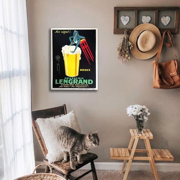 Legendarte - Vintage reklamaffisch Brasserie Lengrand - Målning, tryck på duk cm. 50x70
