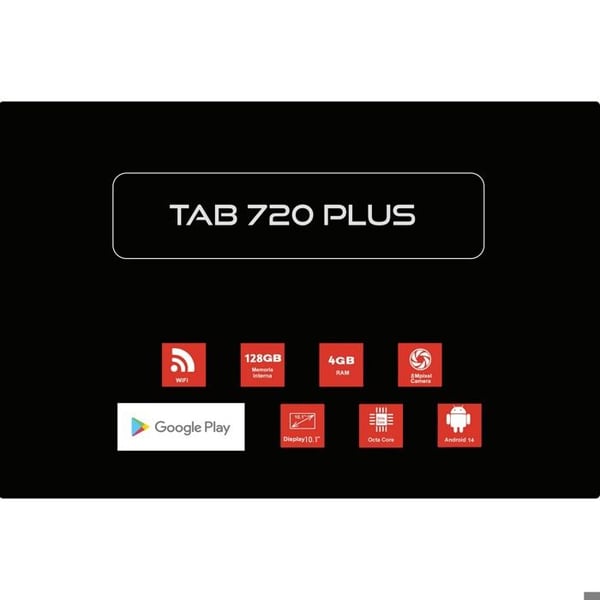 Ny Majestic TAB 720 PLUS Tablet 10.1" 128GB 4GB RAM Android 14 Octa-core Sort/Blå
