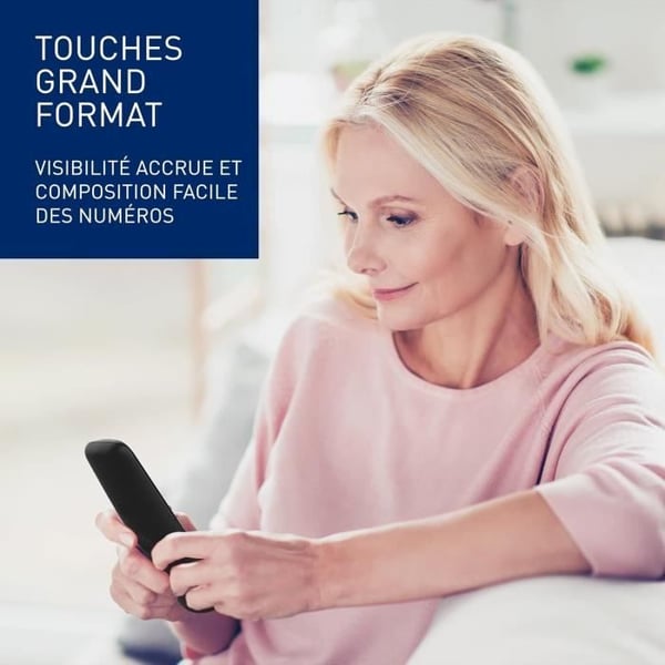 Panasonic KX-TGU130EXB Trådlös telefon med telefonsvarare, stor skärm och stora knappar - Svart