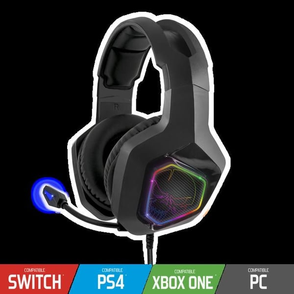 Gamer Audio Hörlurar - SPIRIT OF GAMER - Elite-H50 - Läder - RGB LED - 3,5 mm uttag