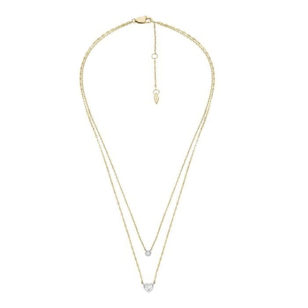 Halsband - FOSSIL - Sadie Tokens Of Affection - Guldpläterad - Vit och Gul - Dam