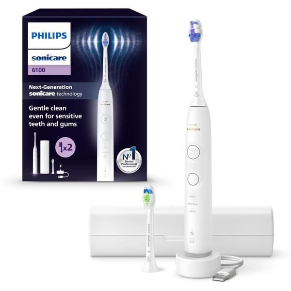 Tandbørste - PHILIPS - HX7410/02 - Sonicare - Serie 6500 - Hvid - Elektrisk