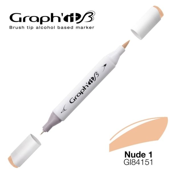 Alkoholmarker - GRAPH'IT - Graph'It Brush Marker - Nude 1 - Extra fin spets 0.5 mm - Oföränderlig