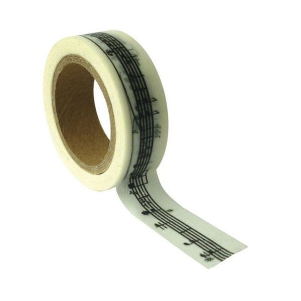 Dekorativt tejp - Musiknoter - 15 mm x 10 m - Återpositionerbar - Musikaliskt mönster - Halvtransparent