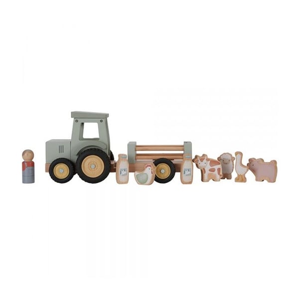Traktor med släp - LITTLE-DUTCH - Lilla gården - FSC-trä - 10 delar - 18 månader och uppåt