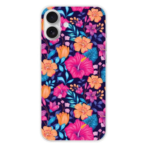 Siliconehölje med tryck kompatibel med Apple iPhone 16 Plus Exotiska Blommor