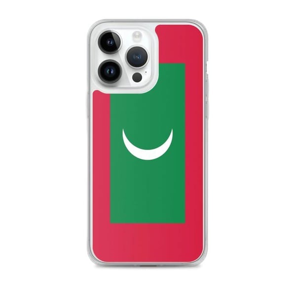 Mobilskal – Maldiverna Flagga – Kompatibel med iPhone 14 Pro Max – Mjuk Fodral – Hållbar och Stötsäker - Silikon - Pixelforma