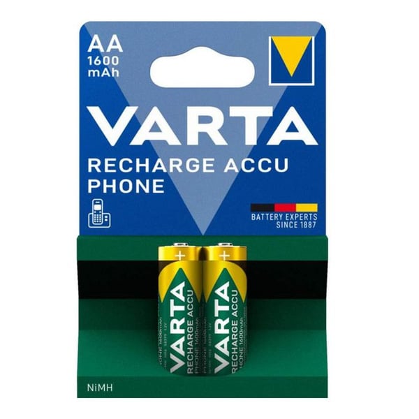 SOS Tillbehör Set med 2 uppladdningsbara AA LR06 NIMH 1600 MAH för Tillbehör och underhåll VARTA 58399201402