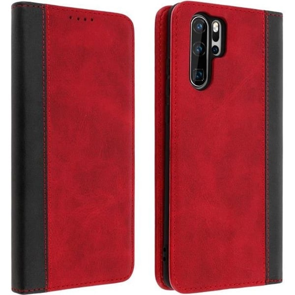 Plånboksfodral - AVIZAR - Huawei P30 Pro - Ekoskinn Röd - Videostöd - Kortfack