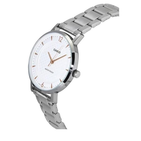 Casio klocka för kvinnor Metallarmband Vit urtavla vattentät ltp-vt04d-7adf