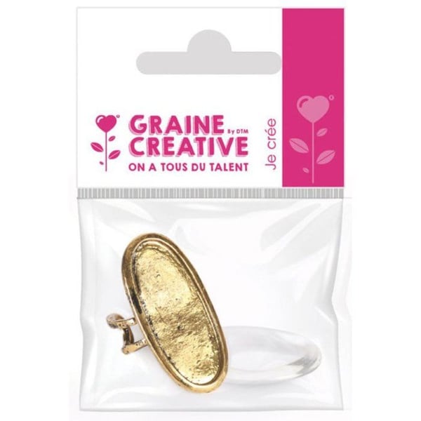 Stöd ring - Gammalt guld - Ovalt - 16 x 39 mm - Cabochon att dekorera - Justerbar ring