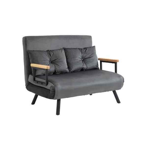 Soffa-säng med sängfunktion och mörkgrå sammetskuddar 102 x 73 x 81 cm