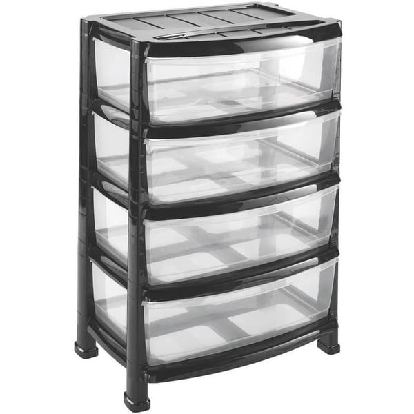 Kista med lådor - HEIDRUN - 55 × 40 × 78 cm - Svart - Plast - Lätt montering