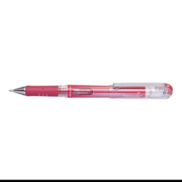 Roller - Pentel - Hybrid Gel Grip DX - Metallisk röd - Gelébläck - Medelspets