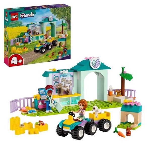 LEGO® 42632 Friends Farm Animals Veterinary Clinic, Leksak med 2 minifigurer och 3 djur, Barnpresent