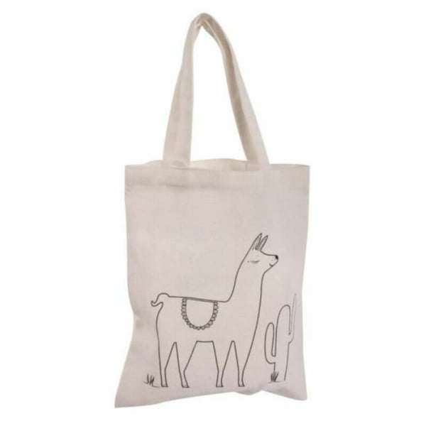 "Sacshopping - Vit - Lama - 20x25 cm - 48% Bomull - 37% Polyester - 15% Viskos"