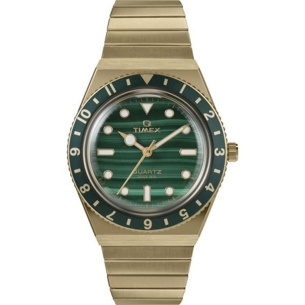 Klocka - TIMEX - TW2V92200 - Guld Rostfritt stål - Grön urtavla - Vattentålig 5 bar