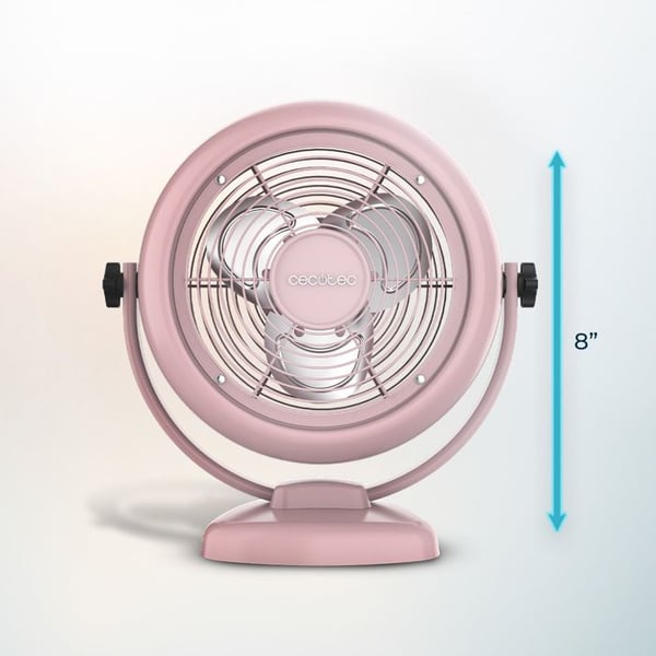 Cecotec - Bordsfläkt EnergySilence 800 RetroDesk Pink - 20 W, Diameter 25 cm, 3 blad, 2 hastigheter, Snygg design
