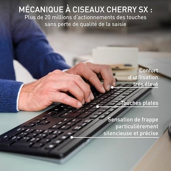 Trådlöst Tangentbord och Mus - CHERRY - Tysta Tangenter - Ergonomisk - 2,4 GHz