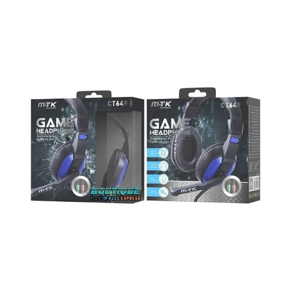 Trådbunden gaming-headset med avtagbar mikrofon - Stereo-ljud - Svart/Blå - Kabel 1,8 m