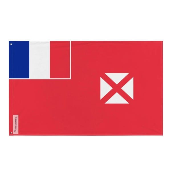 Flagga för Wallis och Futuna – 96 x 144 cm – Hållbar polyester – 2 metallöglor – Inomhus / Utomhus – Pixelforma