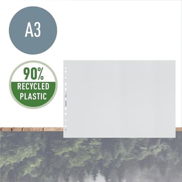 Pockets A3 - LEITZ - Paket med 25 - 100% Återvinningsbar - Matt Yta - Perforerad Remsa