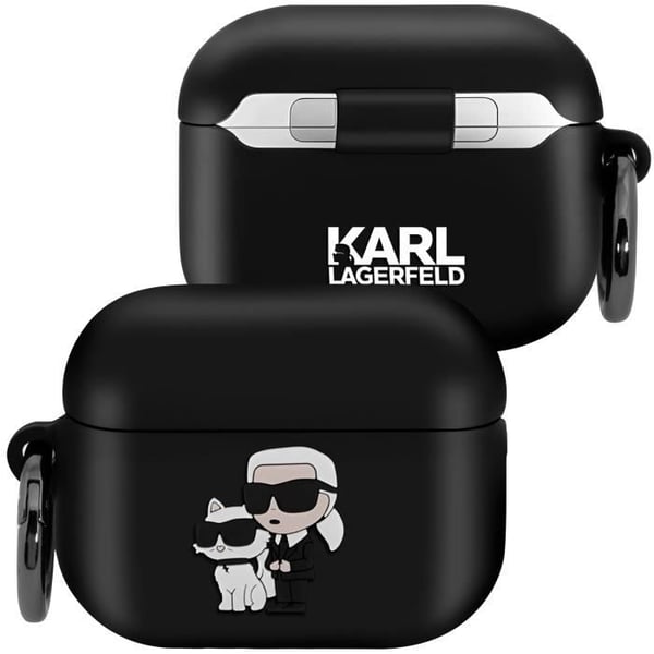 Coque för AirPods Pro 2 - KARL LAGERFELD - Stöttålig Mjuk - Svart - Silikon - 74 g