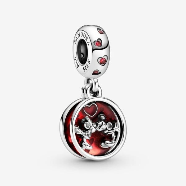 Charm Pendentif - PANDORA - Kärlek Mickey Mouse - Sterlingsilver - Röd Magenta - Kvinna